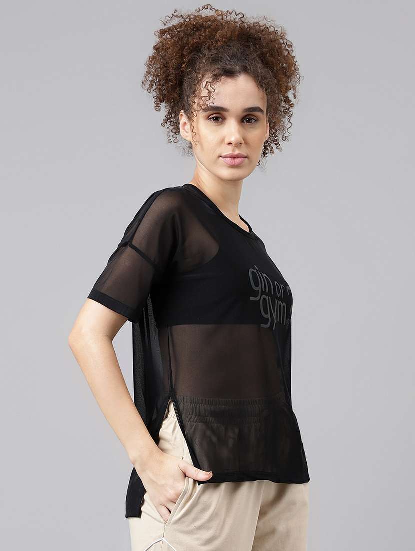 women typography print relaxed fit dri-fit t-shirt - 21762940 -  Standard Image - 2