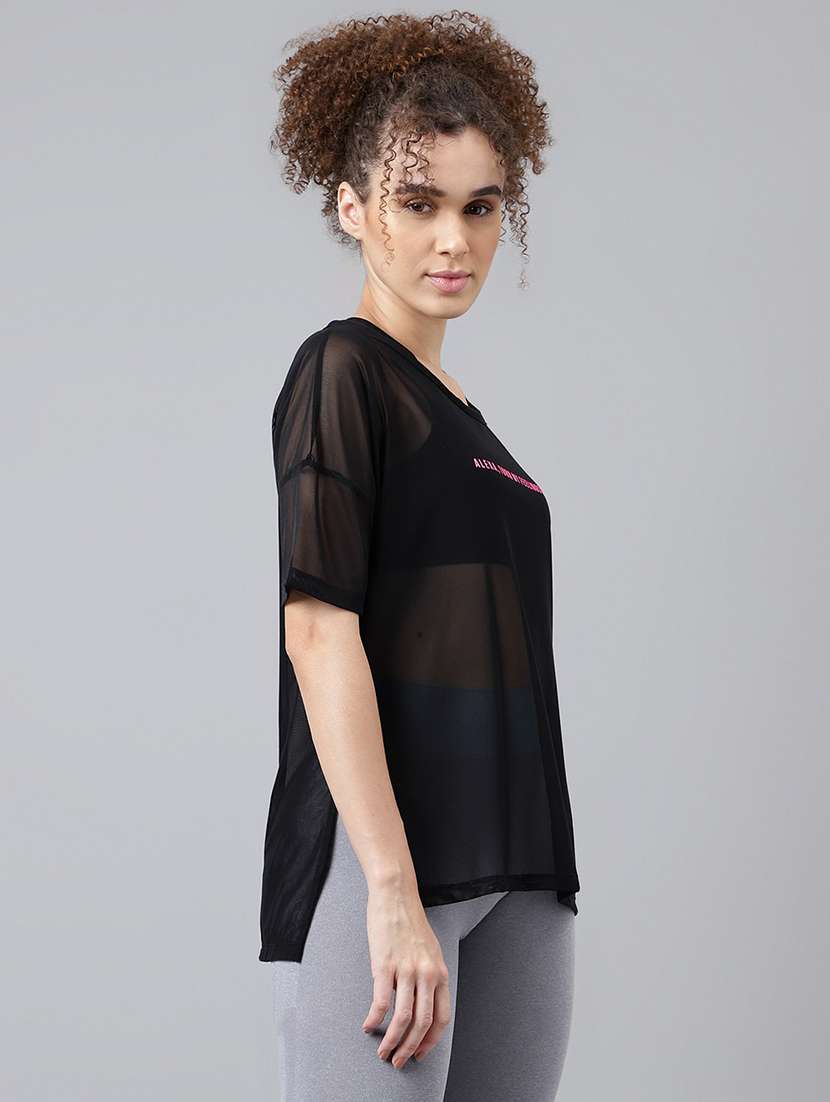 women typography printed relaxed fit dri-fit t-shirt - 21762942 -  Standard Image - 2