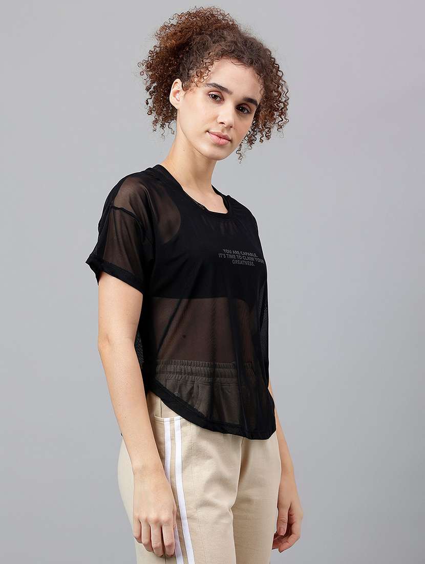 women typography printed relaxed fit dri-fit t-shirt - 21762948 -  Standard Image - 2