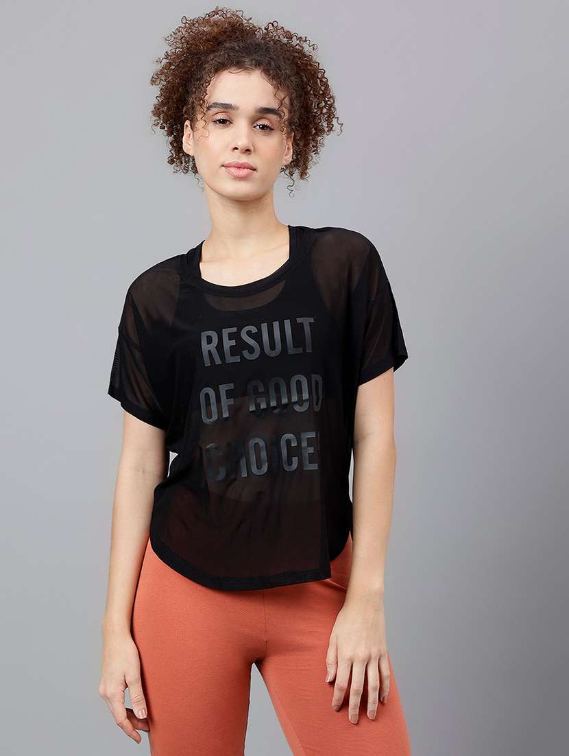 women typography printed relaxed fit dri-fit t-shirt