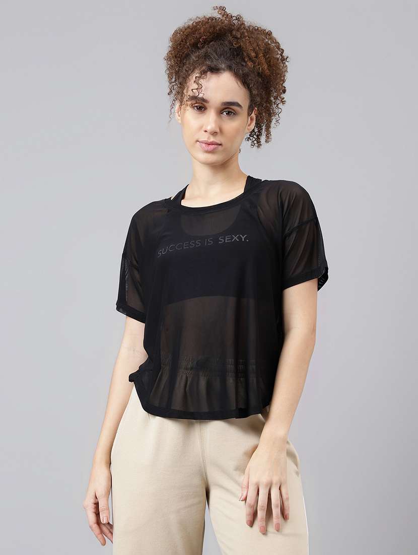 women typography printed relaxed fit dri-fit t-shirt