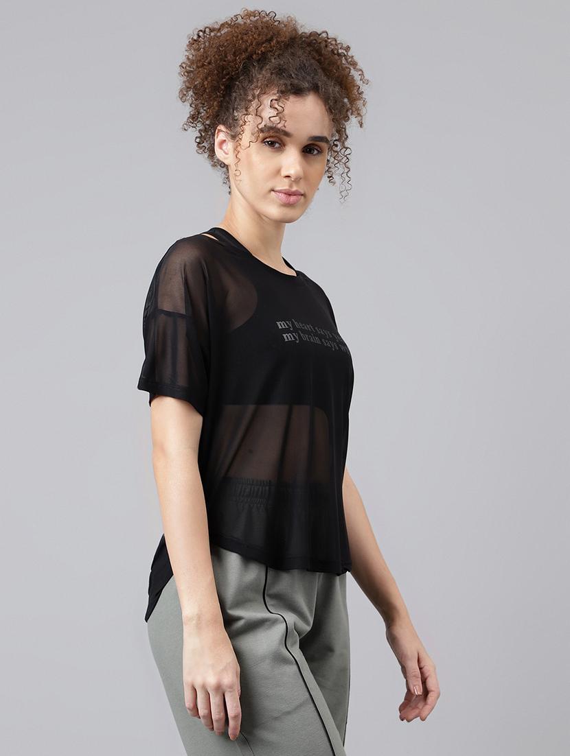 women typography printed relaxed fit dri-fit t-shirt - 21762965 - Standard Image - 2