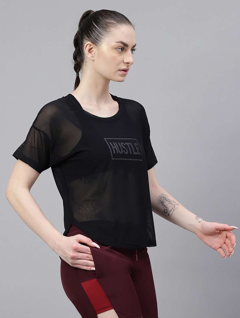 women printed round neck dri fit t-shirt - 21762967 -  Standard Image - 2