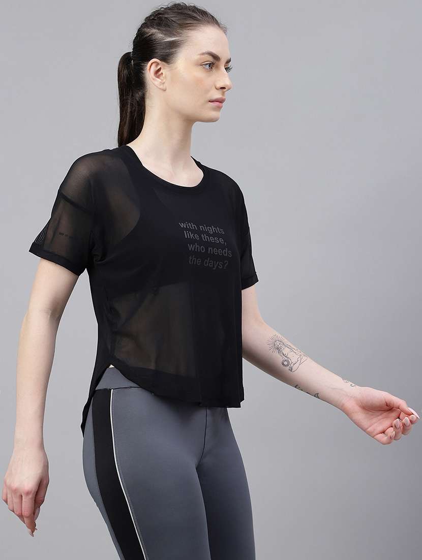 women printed round neck dri fit t-shirt - 21762971 -  Standard Image - 2