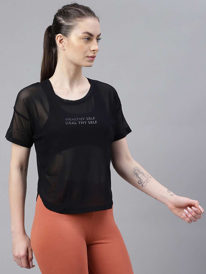 women printed round neck dri fit t-shirt - 21762973 -  Standard Image - 2