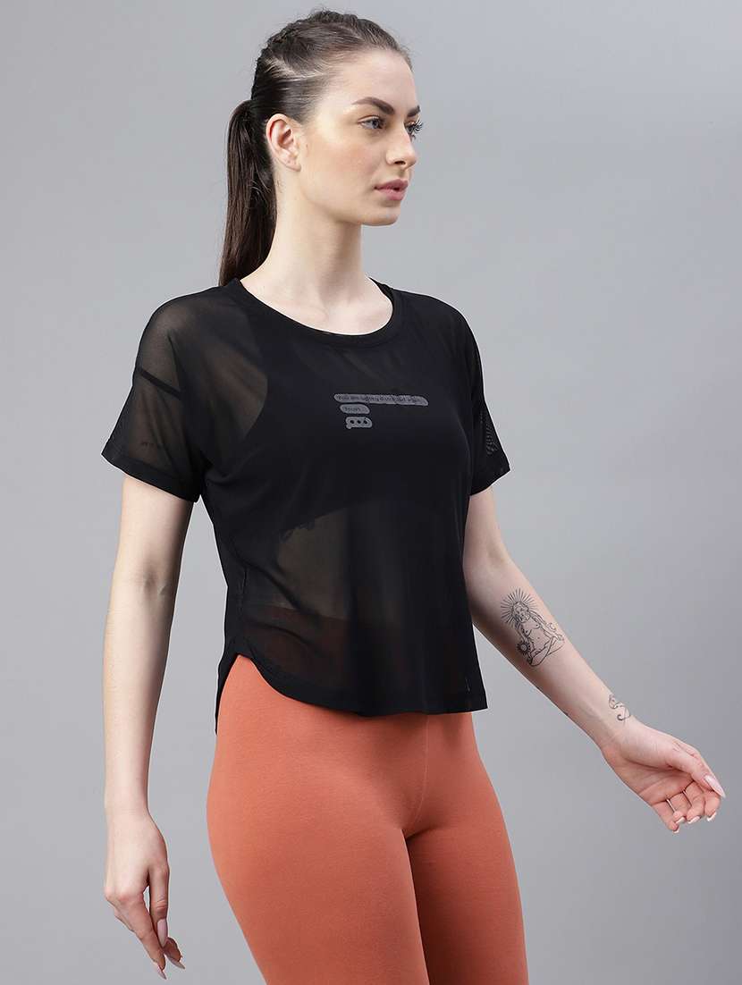 women printed round neck dri fit t-shirt - 21762976 -  Standard Image - 2