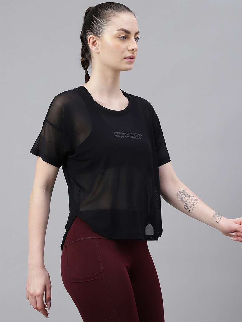 women printed round neck dri fit t-shirt - 21762977 -  Standard Image - 2