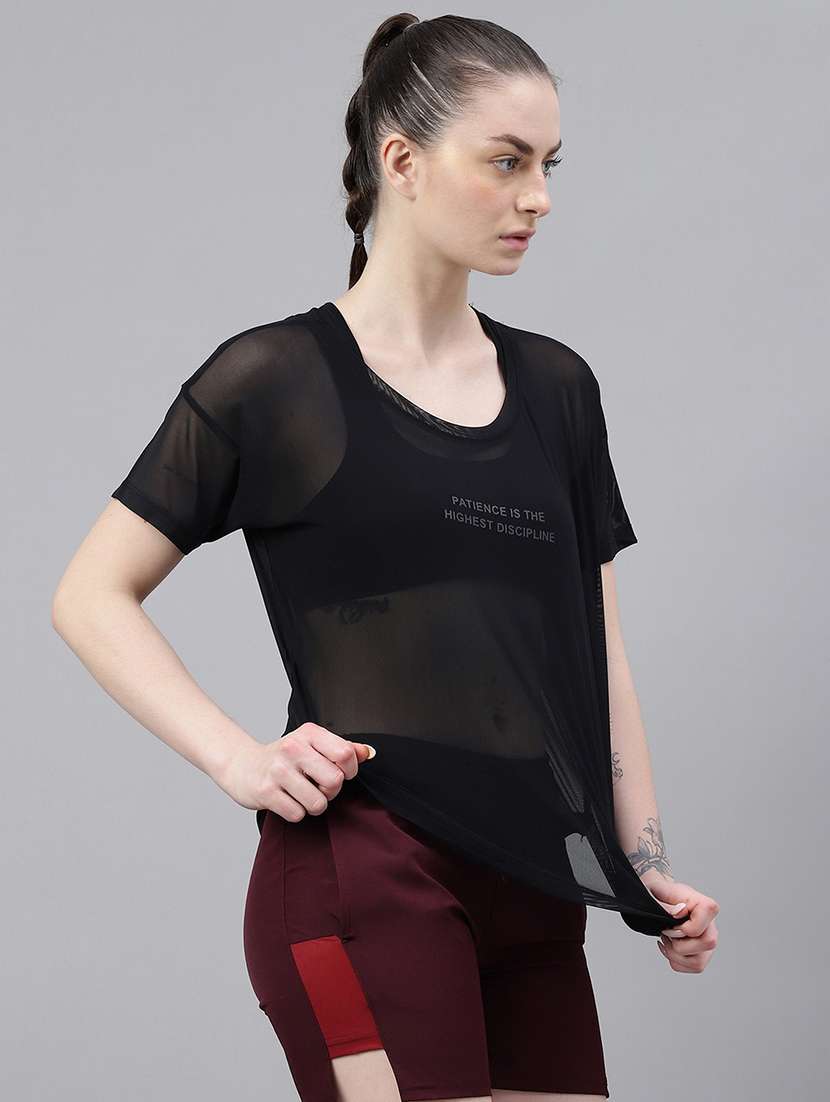 women printed round neck dri fit t-shirt - 21762979 -  Standard Image - 2