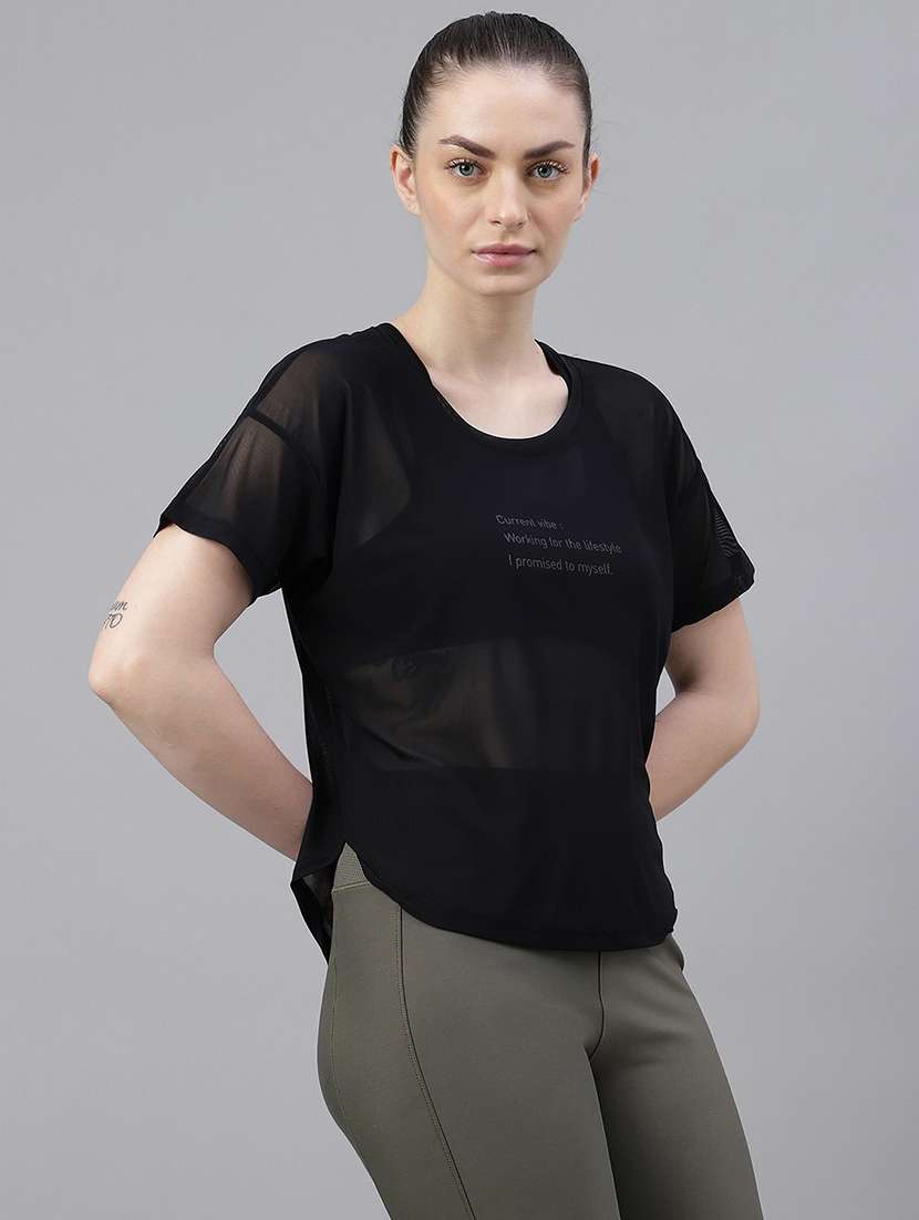 women typography printed relaxed fit dri-fit t-shirt - 21762980 -  Standard Image - 2