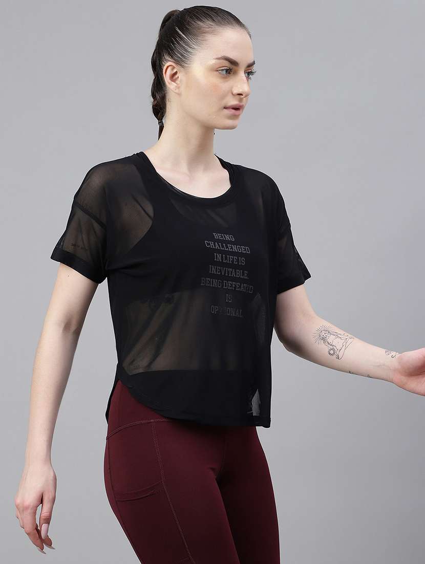 women printed round neck dri fit t-shirt - 21762983 -  Standard Image - 2