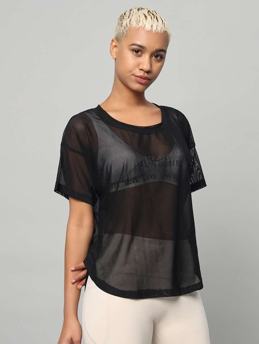 women printed round neck dri fit t-shirt - 21762986 -  Standard Image - 2