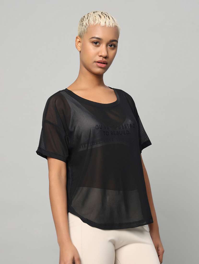 women typography printed relaxed fit dri-fit t-shirt - 21762989 -  Standard Image - 2