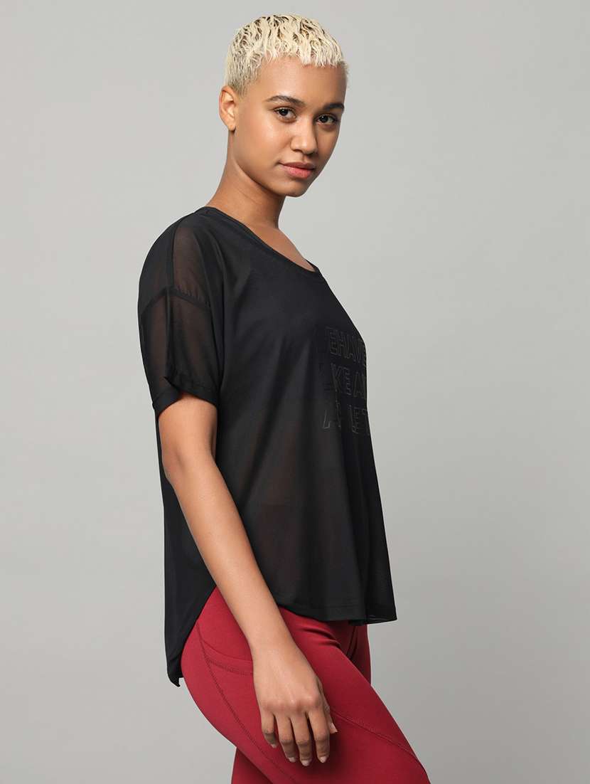 women typography printed relaxed fit dri-fit t-shirt - 21762990 -  Standard Image - 2