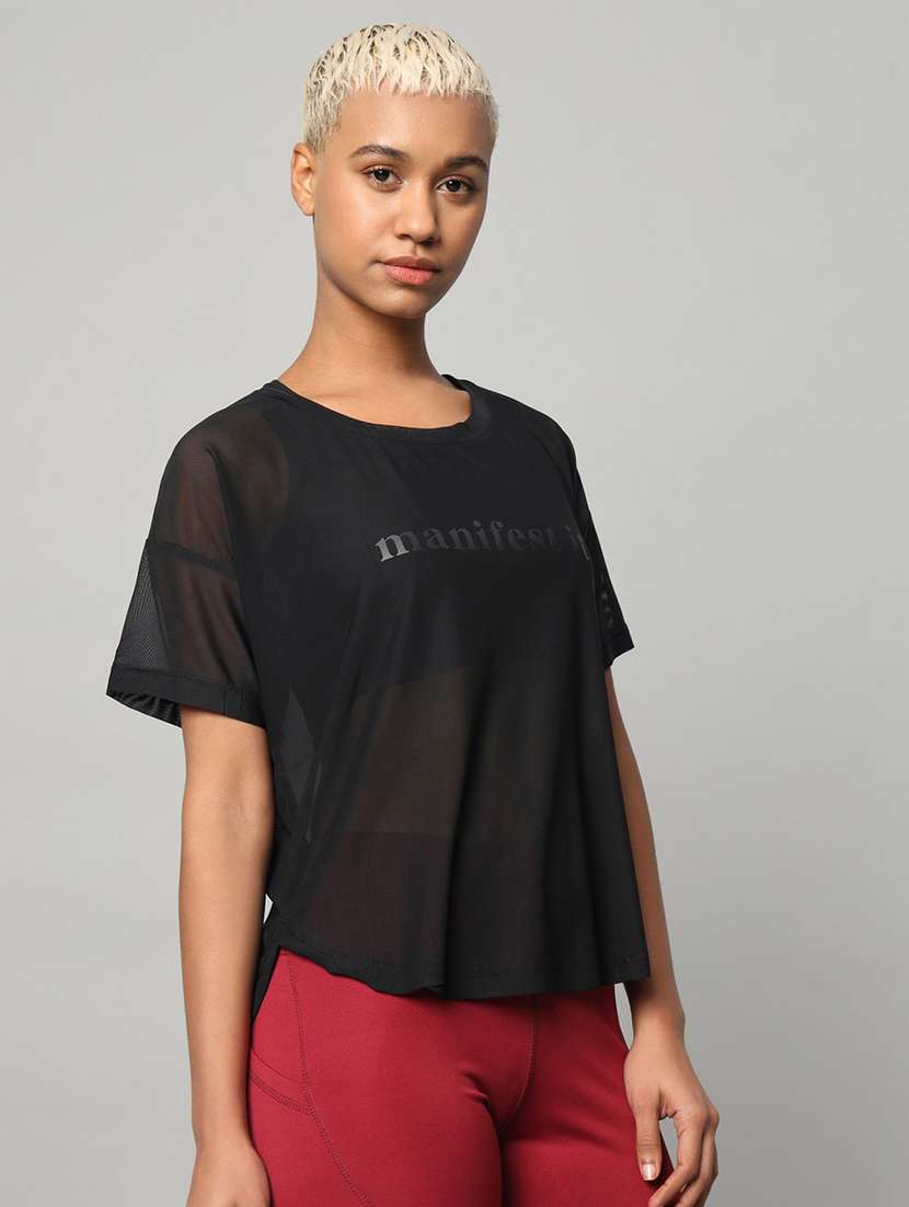 women typography printed relaxed fit dri-fit t-shirt - 21762997 -  Standard Image - 2