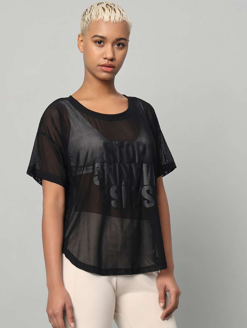 women typography printed relaxed fit dri-fit t-shirt - 21763001 -  Standard Image - 2