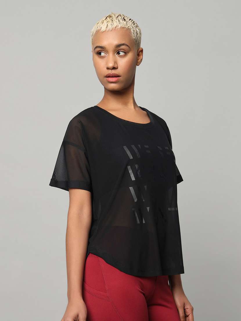 women typography printed relaxed fit dri-fit t-shirt - 21763005 -  Standard Image - 2