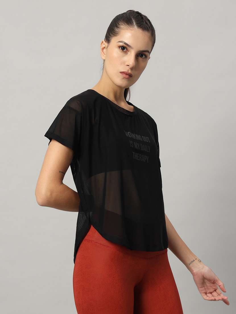 women typography printed relaxed fit dri-fit t-shirt - 21763007 -  Standard Image - 2