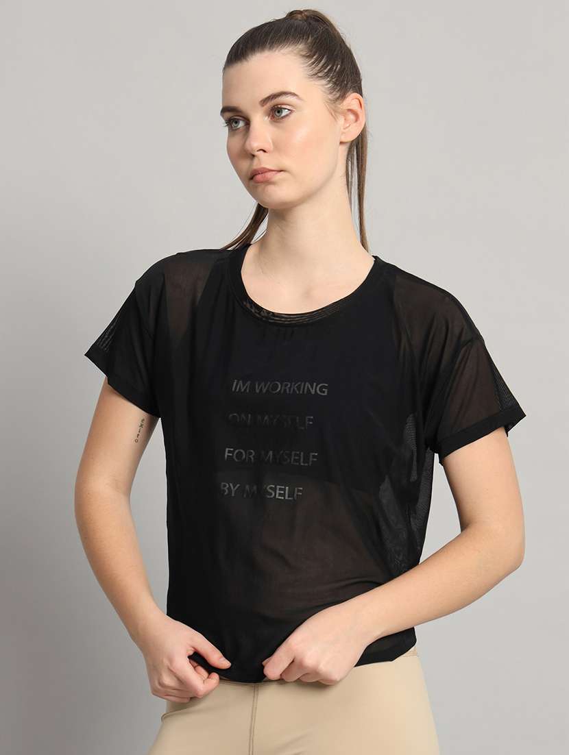 women typography printed relaxed fit dri-fit t-shirt - 21763011 -  Standard Image - 2