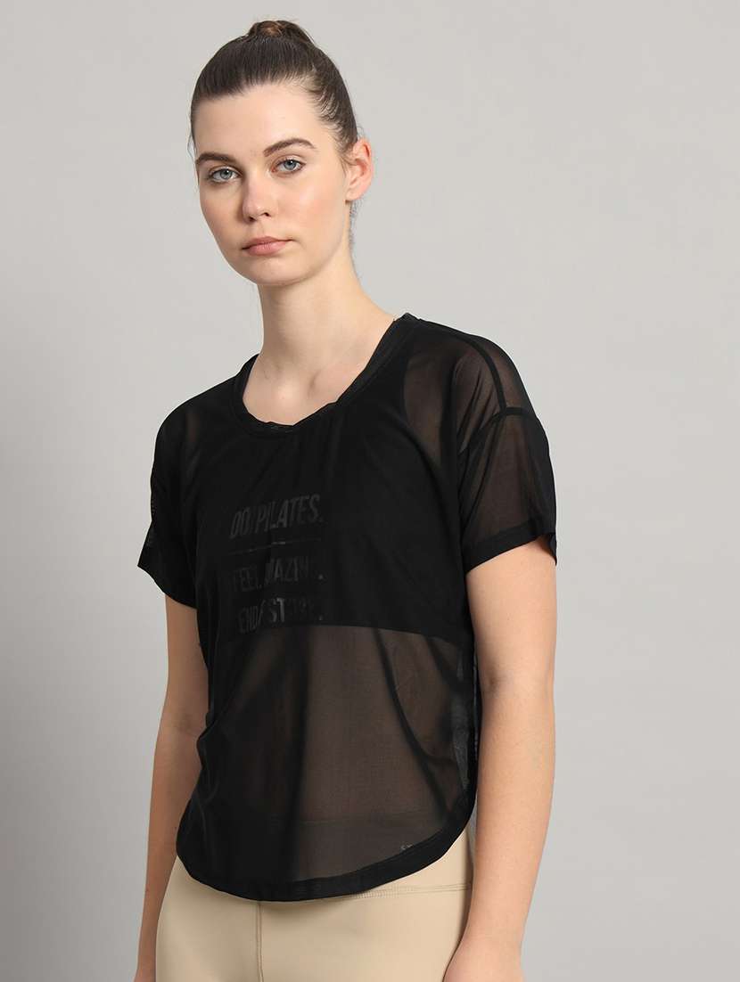 women typography printed relaxed fit dri-fit t-shirt - 21763012 -  Standard Image - 2