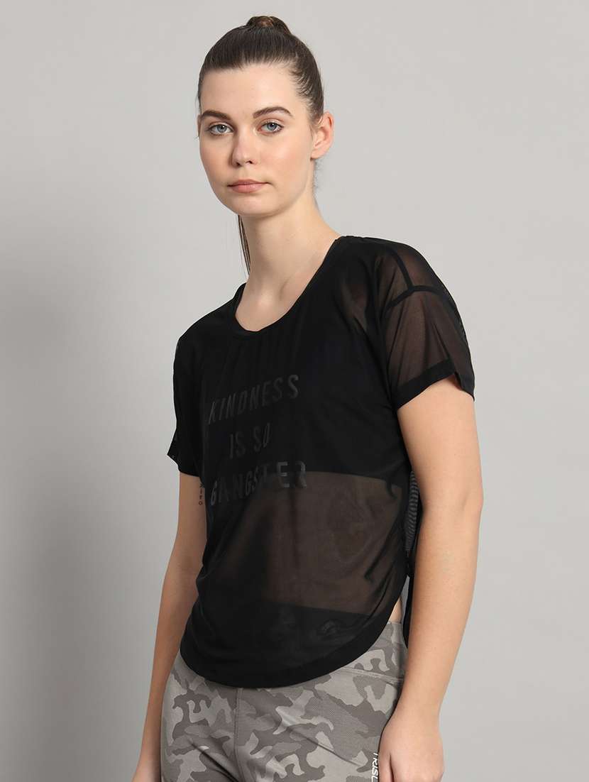 women typography printed relaxed fit dri-fit t-shirt - 21763013 -  Standard Image - 2