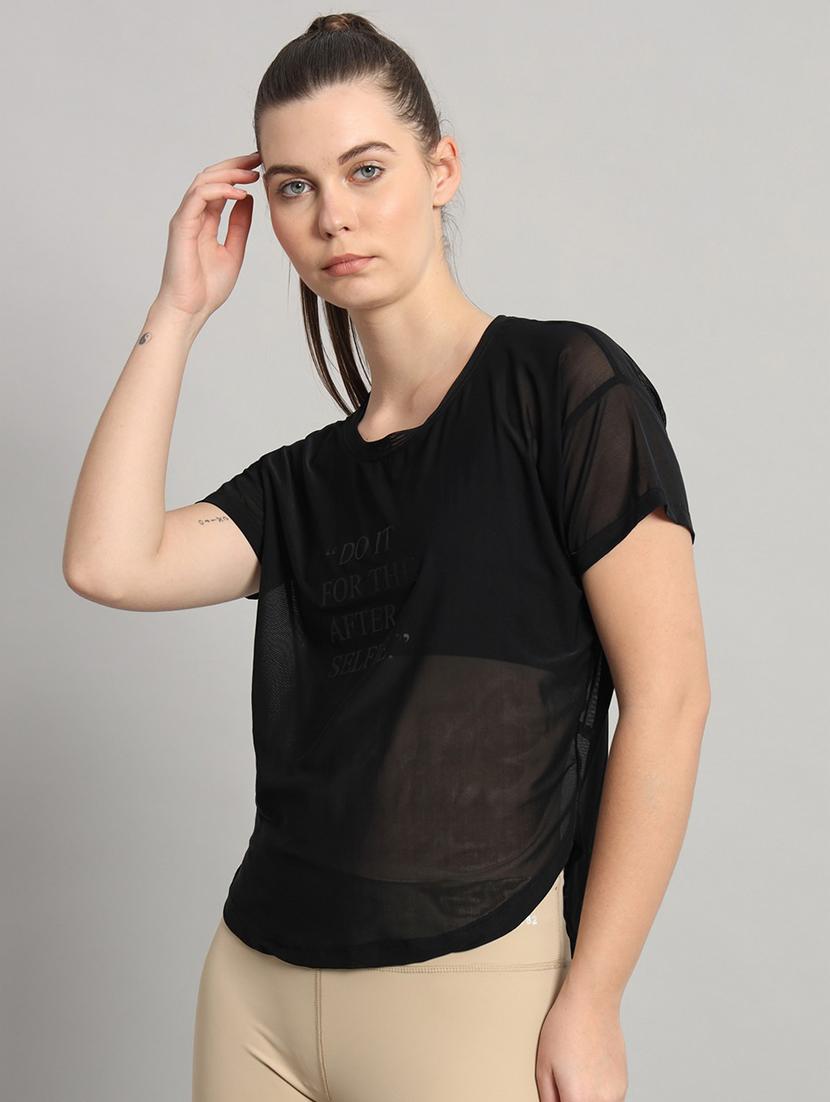 women typography printed relaxed fit dri-fit t-shirt - 21763014 - Standard Image - 2