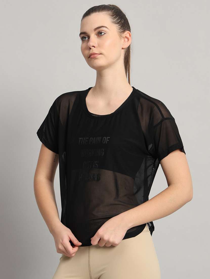 women typography printed relaxed fit dri-fit t-shirt - 21763018 -  Standard Image - 2