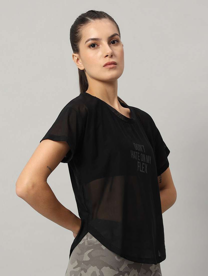 women typography printed relaxed fit dri-fit t-shirt - 21763022 - Standard Image - 2