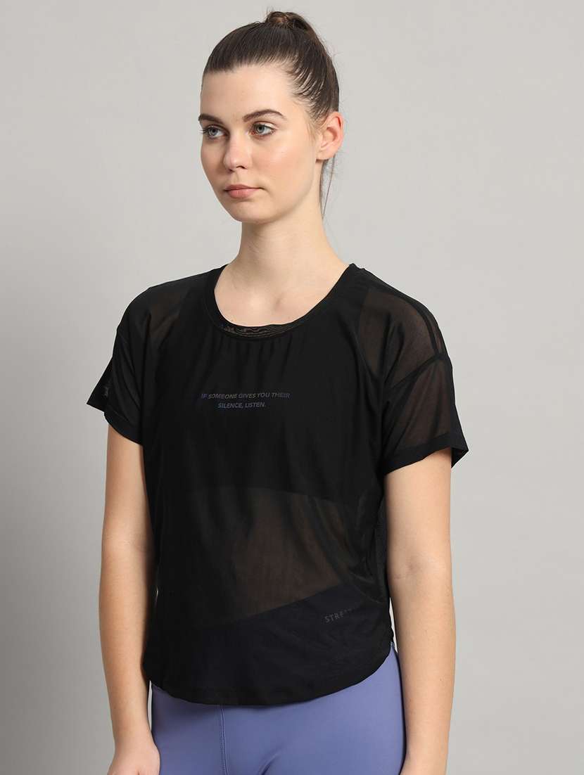 women typography printed relaxed fit dri-fit t-shirt - 21763023 -  Standard Image - 2