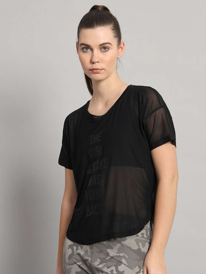 women typography printed relaxed fit dri-fit t-shirt - 21763024 -  Standard Image - 2