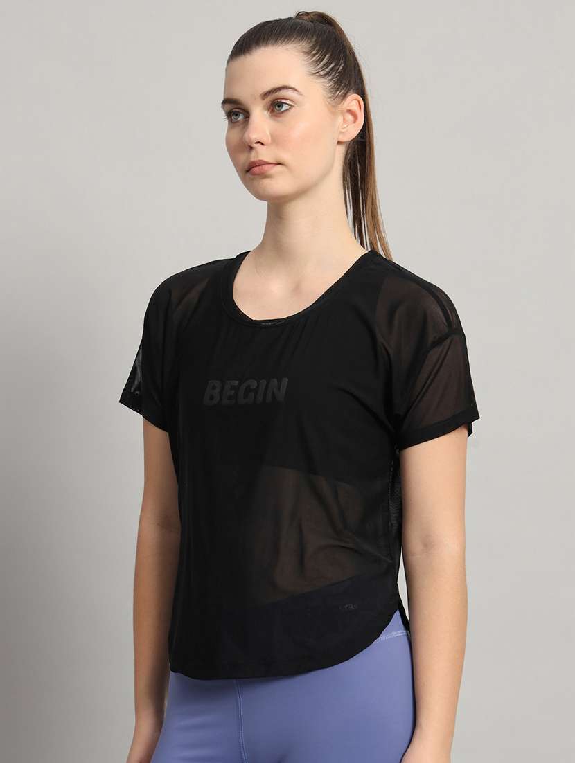 women typography printed relaxed fit dri-fit t-shirt - 21763026 - Standard Image - 2
