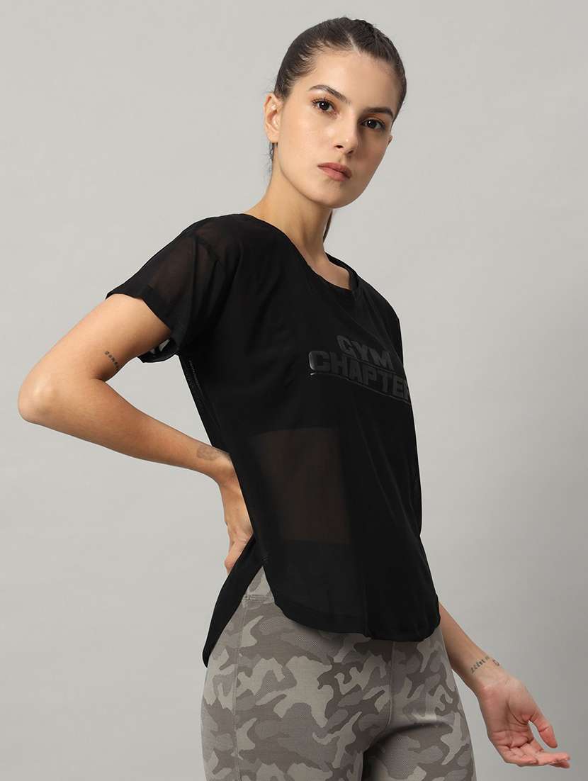 women typography printed relaxed fit dri-fit t-shirt - 21763030 - Standard Image - 2
