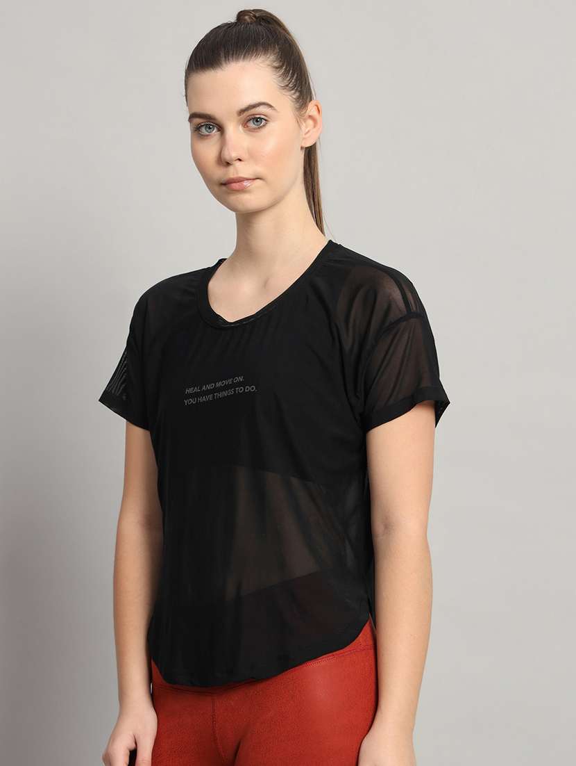 women typography printed round neck dri-fit t-shirt - 21763032 -  Standard Image - 2