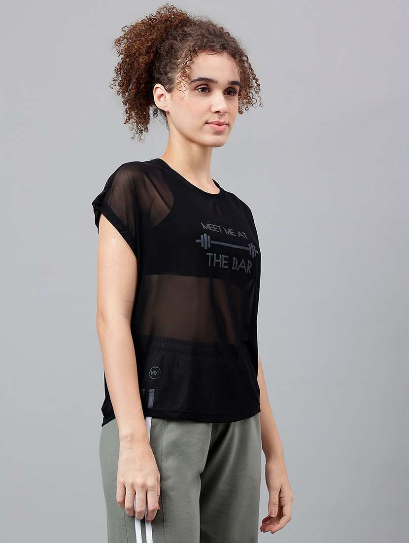 women typography printed round neck dri-fit t-shirt - 21763034 -  Standard Image - 2