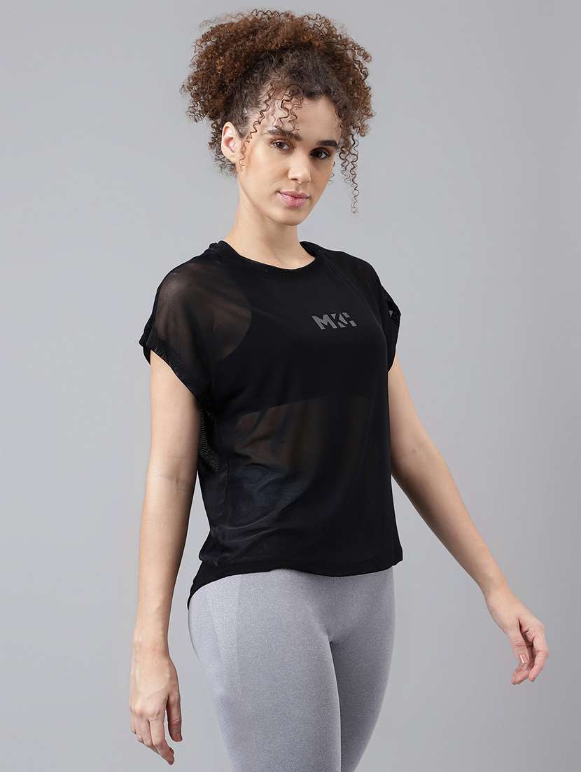 women solid round neck dri-fit t-shirt - 21763037 -  Standard Image - 2