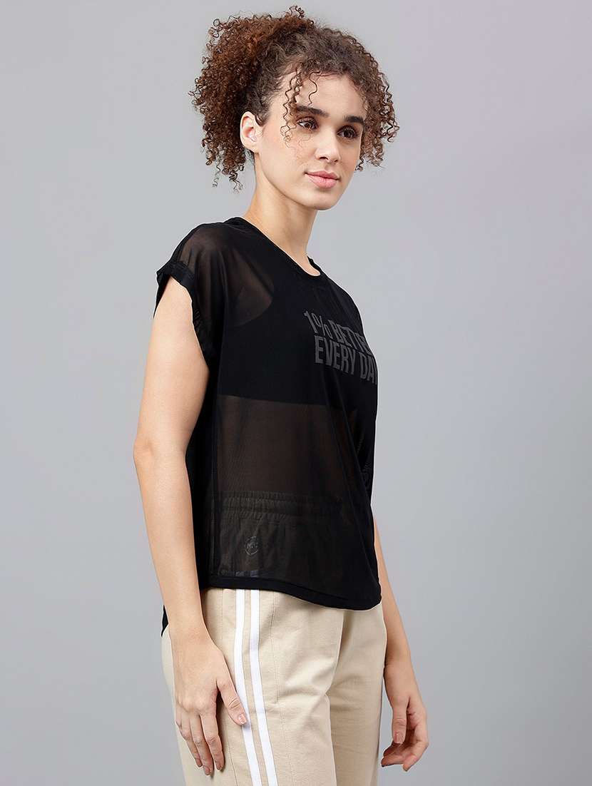 women typography printed round neck dri-fit t-shirt - 21763040 -  Standard Image - 2