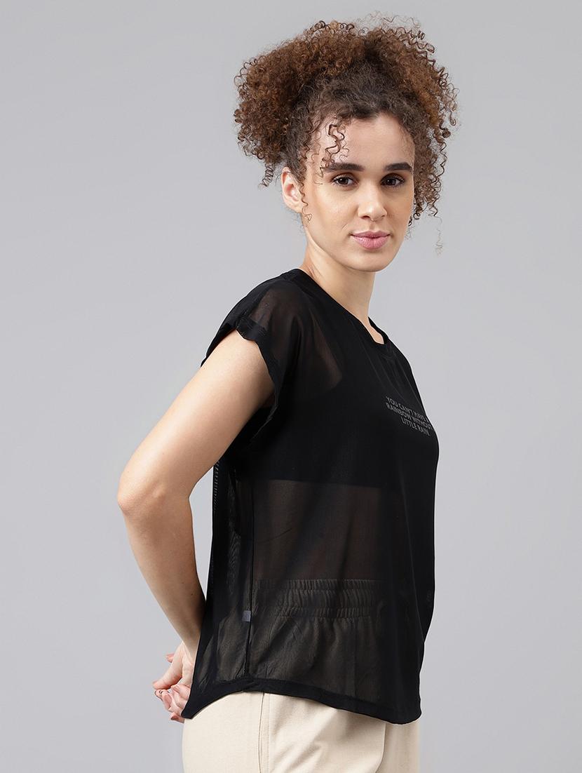 women typography printed round neck dri-fit t-shirt - 21763041 - Standard Image - 2