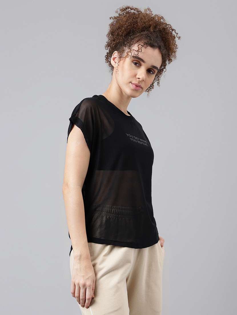 women typography printed round neck dri-fit t-shirt - 21763042 -  Standard Image - 2