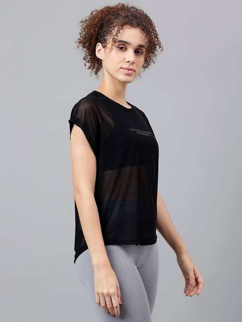 women typography printed round neck dri-fit t-shirt - 21763043 -  Standard Image - 2