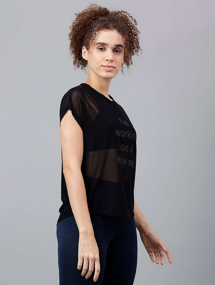 women typography printed relaxed fit dri-fit t-shirt - 21763045 -  Standard Image - 2