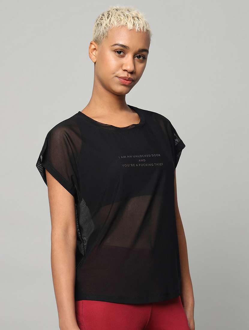 women typography printed relaxed fit dri-fit t-shirt - 21763065 -  Standard Image - 2