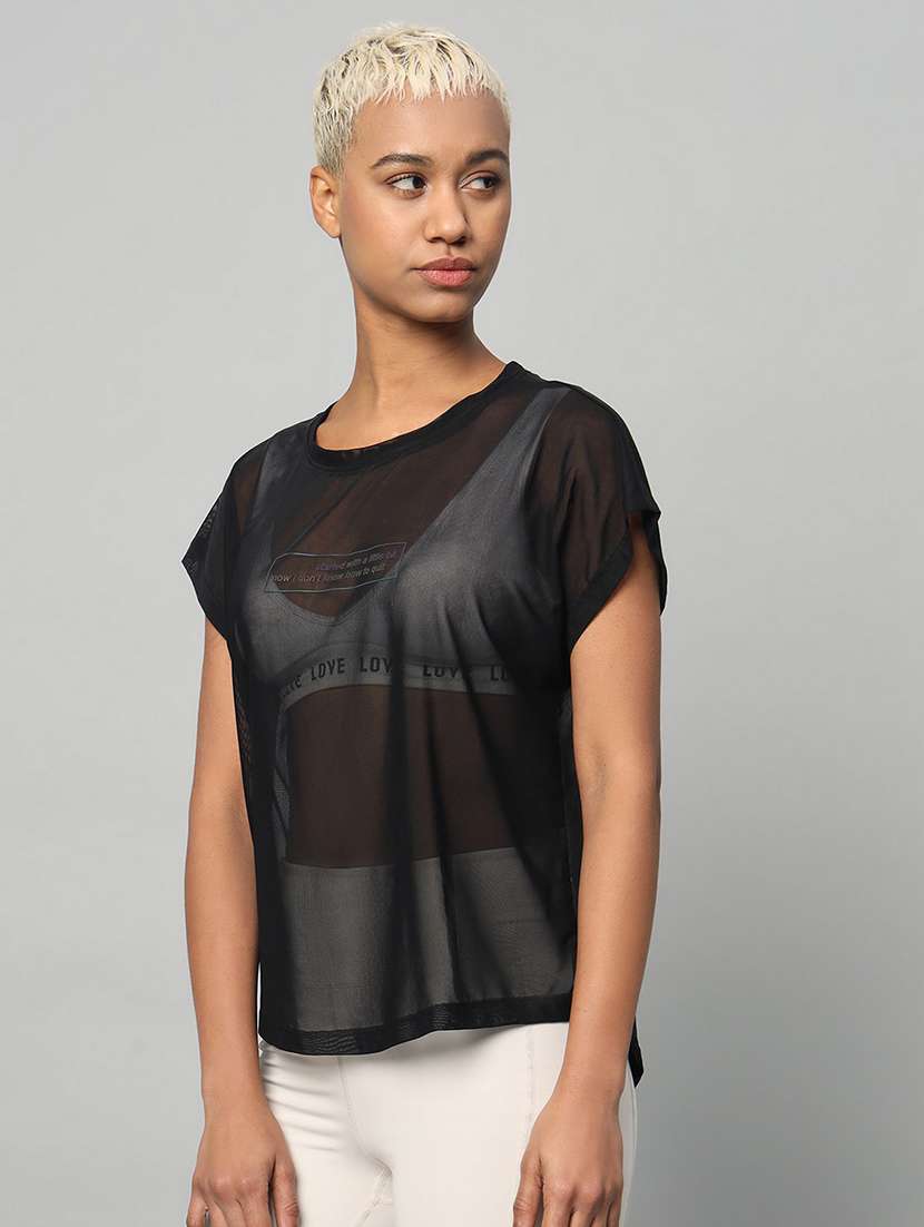 women typography printed relaxed fit dri-fit t-shirt - 21763072 -  Standard Image - 2