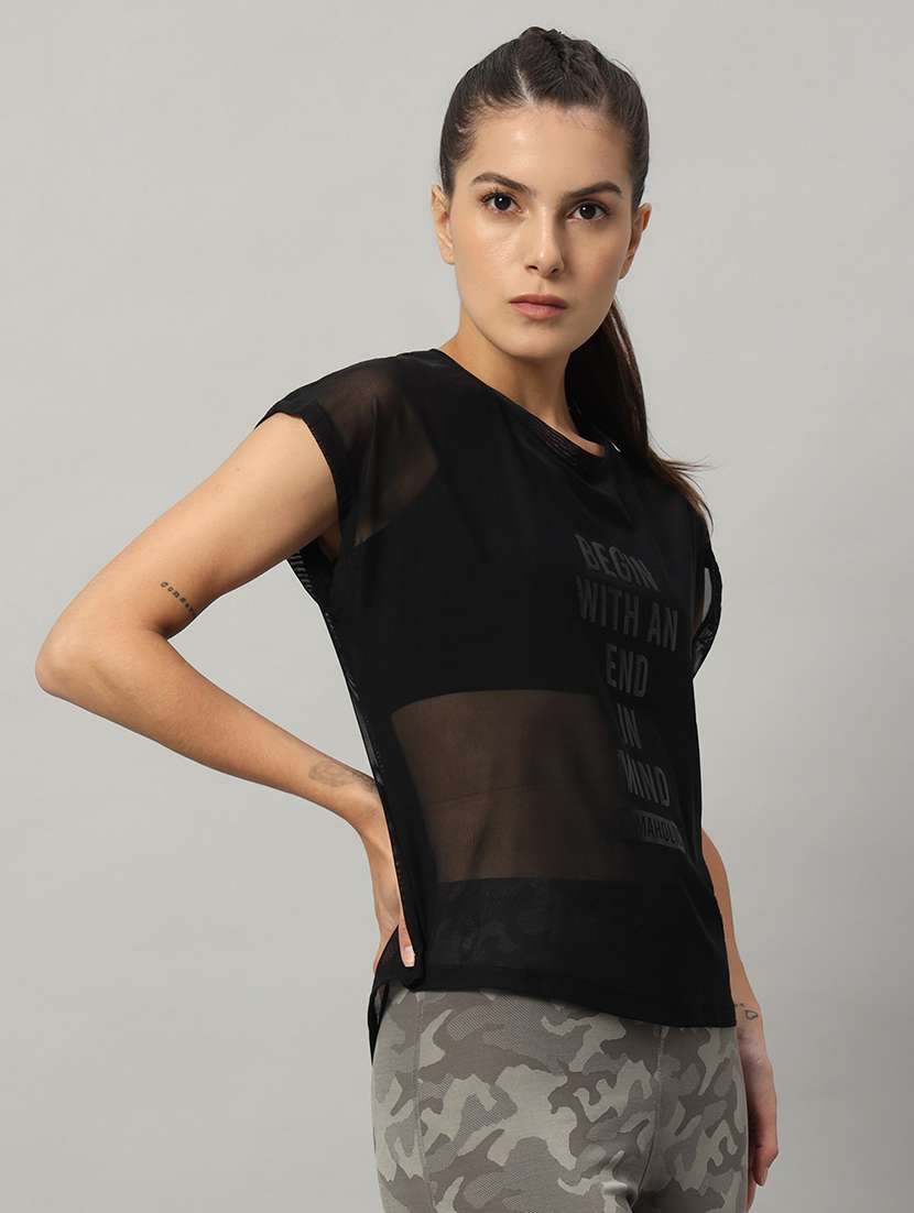 women typography printed relaxed fit dri-fit t-shirt - 21763084 -  Standard Image - 2