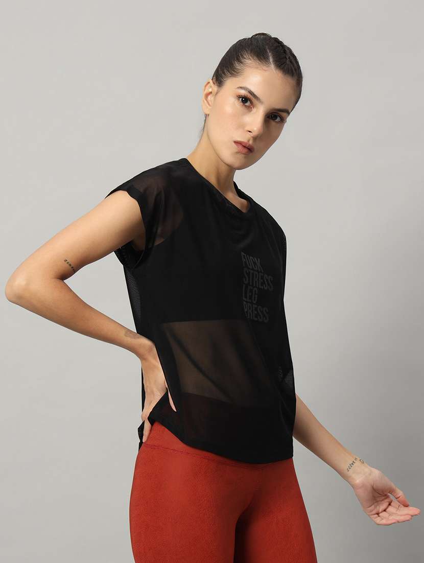 women typography printed relaxed fit dri-fit t-shirt - 21763092 - Standard Image - 2
