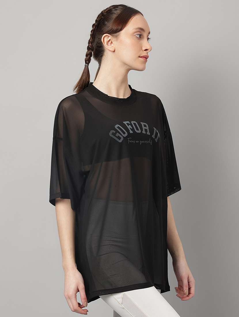 women typography printed relaxed fit dri-fit t-shirt - 21763094 -  Standard Image - 2