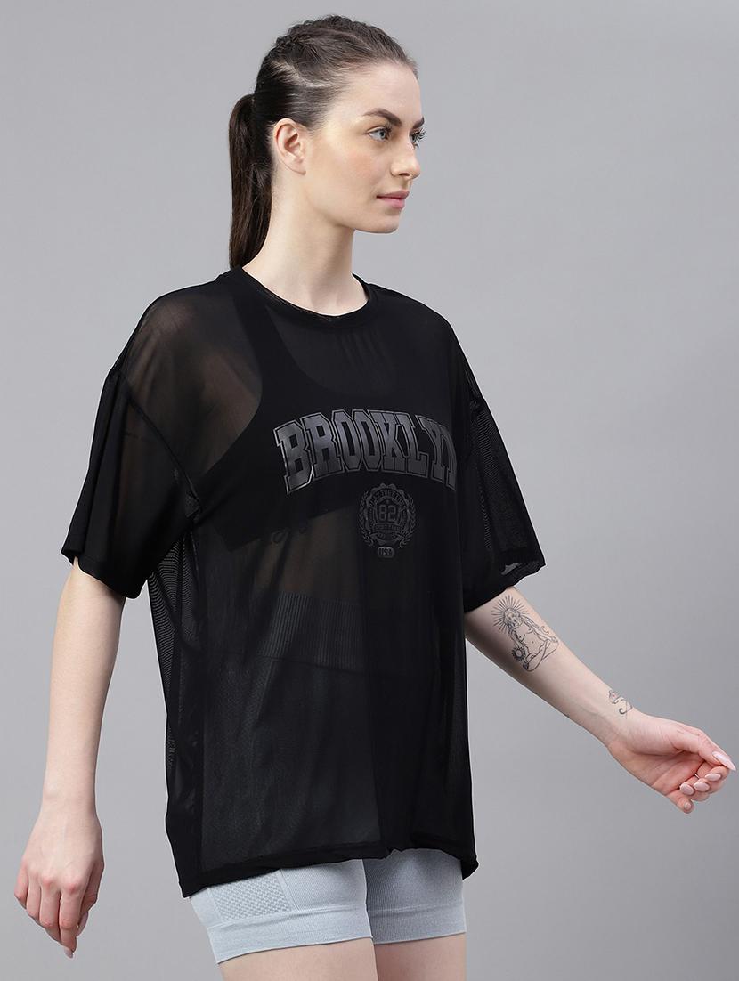 women typography printed relaxed fit dri-fit t-shirt - 21763095 - Standard Image - 2