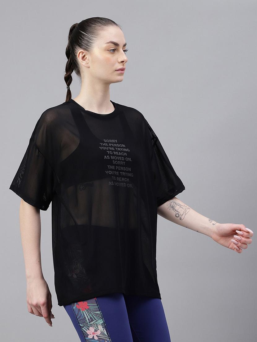 women typography printed relaxed fit dri-fit t-shirt - 21763098 - Standard Image - 2