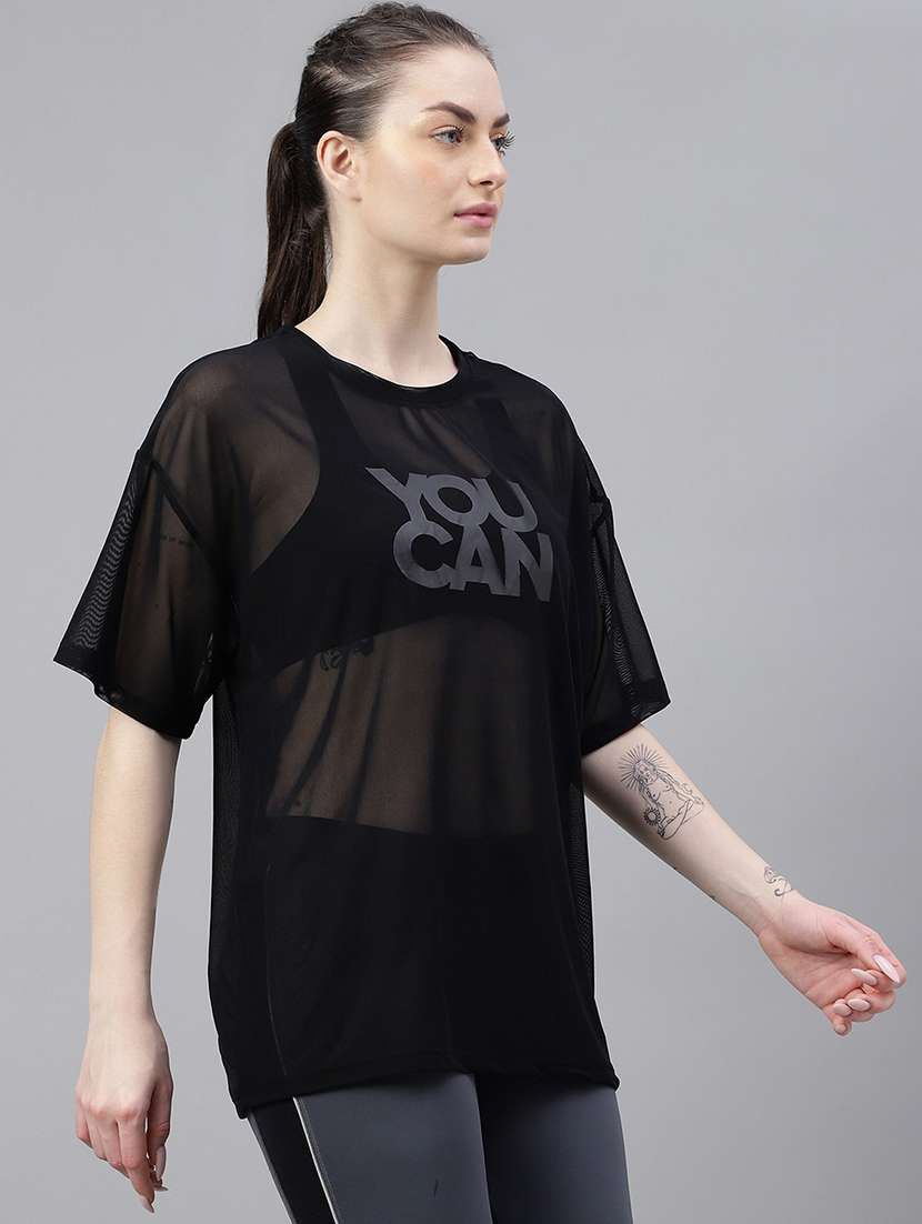 women typography printed relaxed fit dri-fit t-shirt - 21763105 - Standard Image - 2