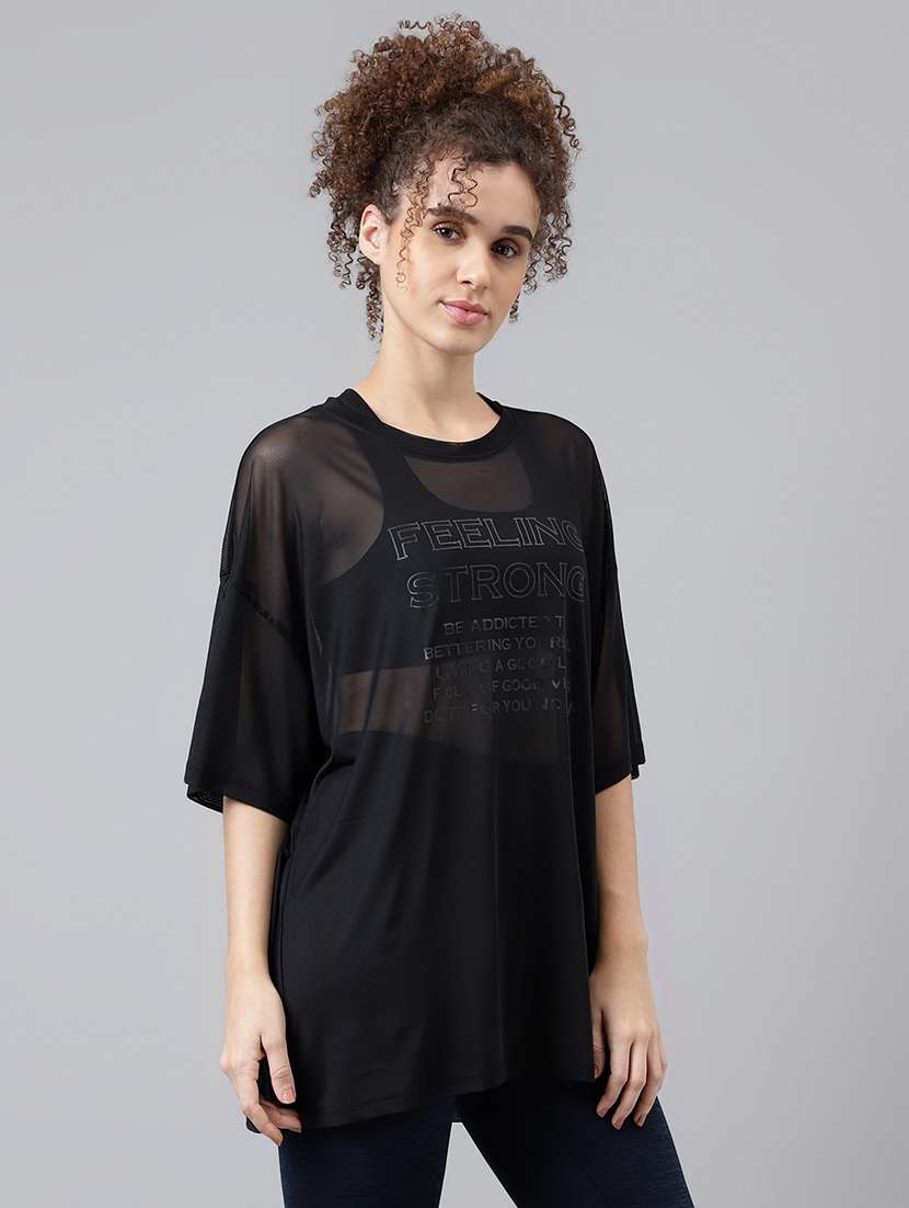 women typography printed relaxed fit dri-fit t-shirt - 21763136 -  Standard Image - 2