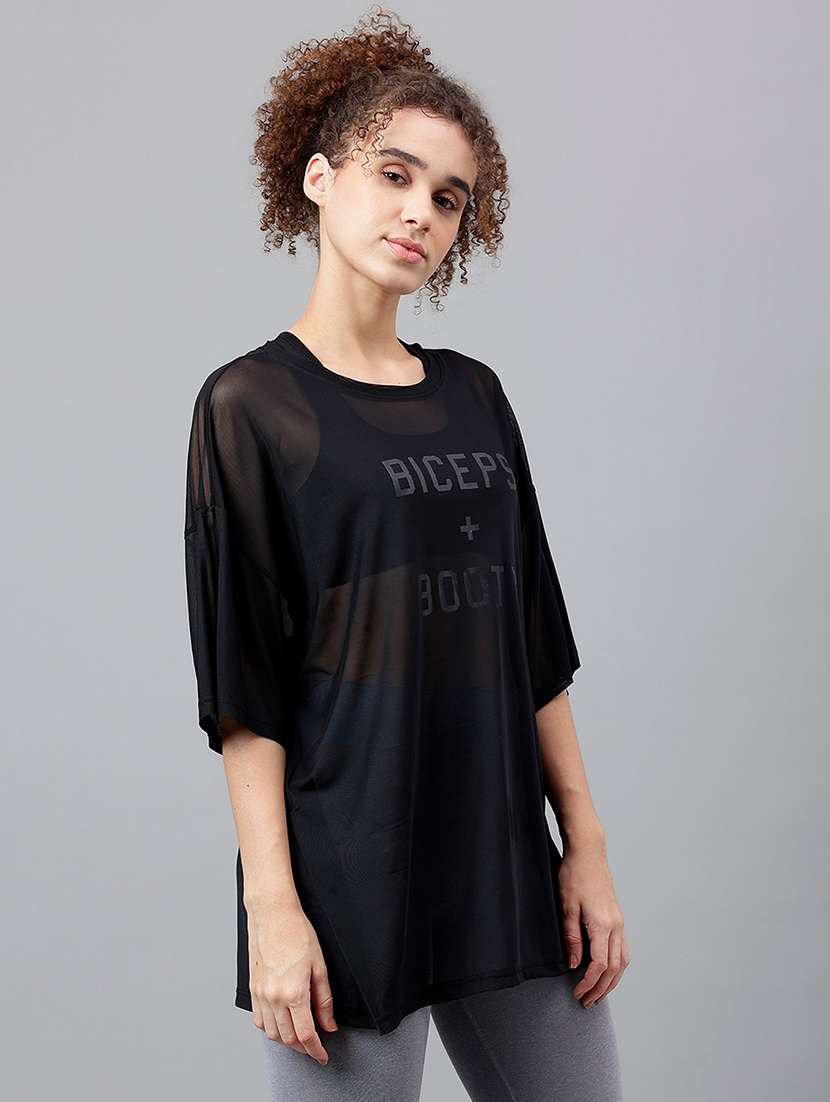 women typography printed relaxed fit dri-fit t-shirt - 21763143 - Standard Image - 2