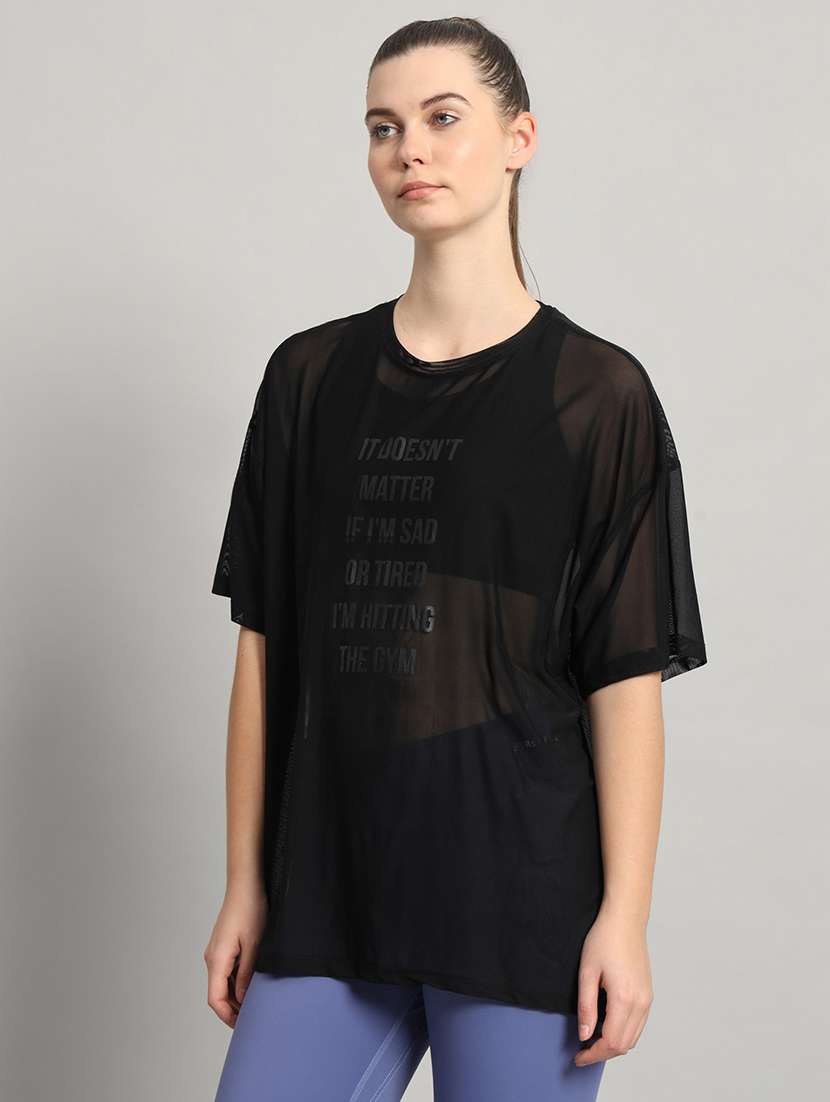 women typography printed relaxed fit dri-fit t-shirt - 21763151 -  Standard Image - 2